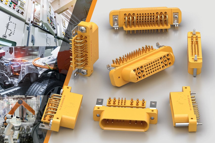 Positronic Goldfish hot-swap and blind mating power connectors available from Lane Electronics